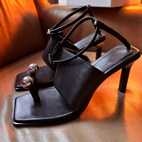 COS Atelier Sphere Heeled Sandals w Silver Accents 90s designer quiet luxury NWB - Picture 5 of 15